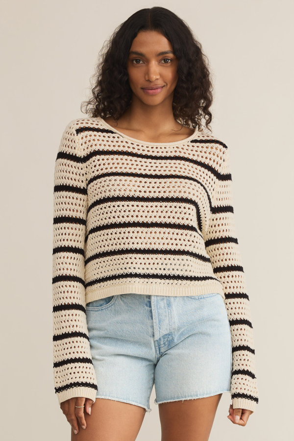 Z SUPPLY - KIT STRIPE CROCHET SWEATER - Image 2