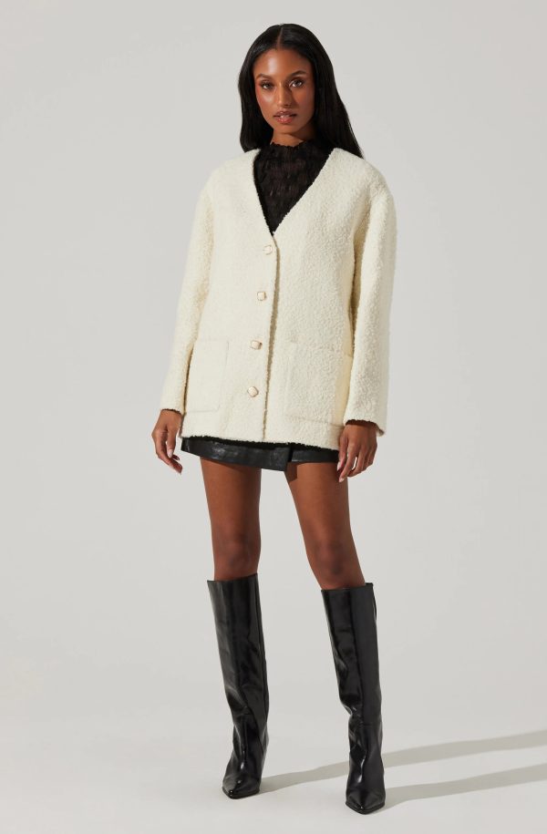 ASTR THE LABEL - MAIDY BOUCLE V NECK COAT - Image 2