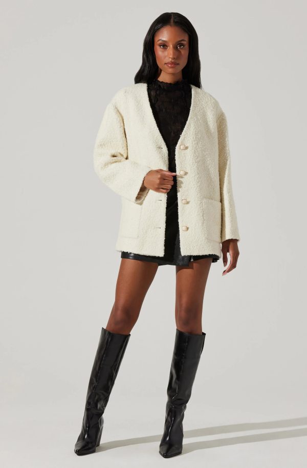 ASTR THE LABEL - MAIDY BOUCLE V NECK COAT - Image 3