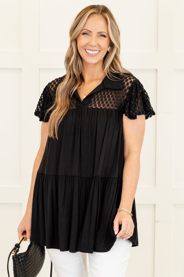 Contagious Smile Top, Black