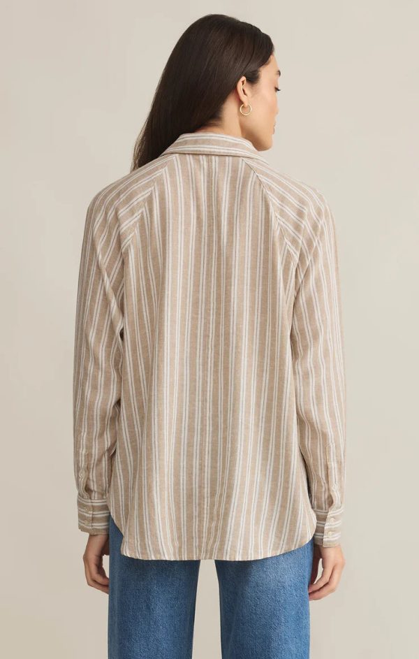 Z SUPPLY - THE PERFECT LINEN TOP PEBBLE MOON - Image 5