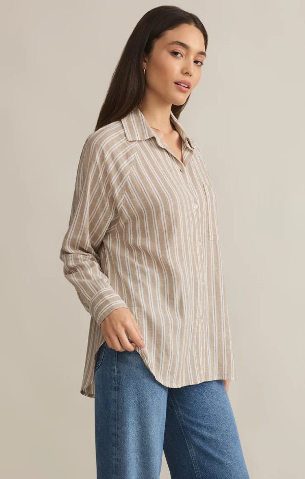 Z SUPPLY - THE PERFECT LINEN TOP PEBBLE MOON - Image 6