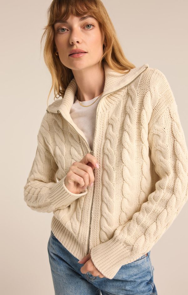 Z SUPPLY - HEMINGWAY CABLE KNIT CARDIGAN SEA SALT - Image 3