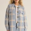 Z SUPPLY - TYLER PLAID SWEATER JACKET LIGHT DENIM - Image 3