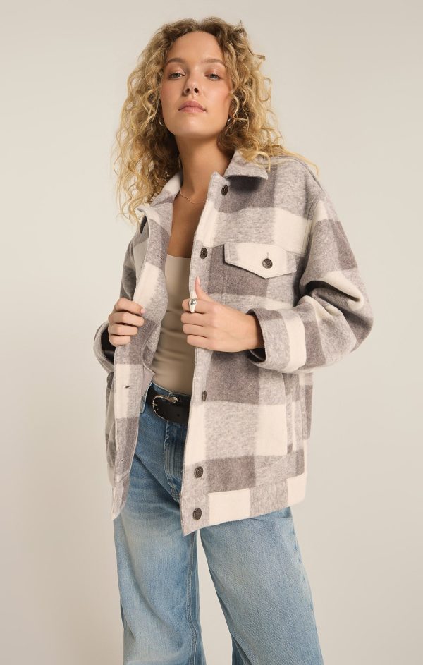 Z SUPPLY - PRESTON KNIT PLAID JACKET SLATE GREY - Image 7