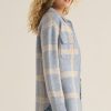 Z SUPPLY - TYLER PLAID SWEATER JACKET LIGHT DENIM - Image 4