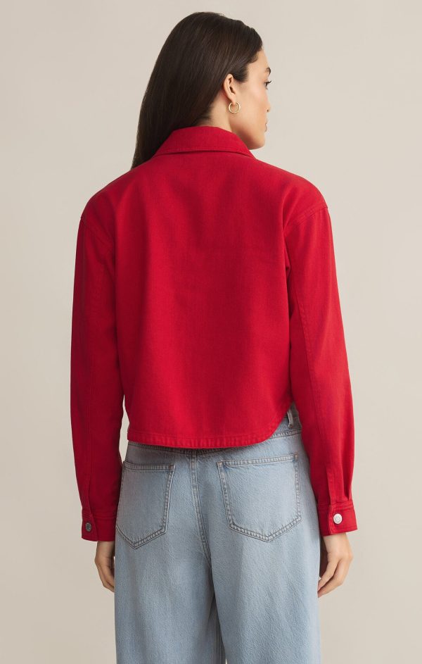 Z SUPPLY - ALL DAY CROPPED DENIM JACKET CHERRY - Image 3