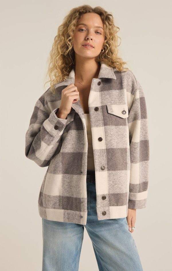 Z SUPPLY - PRESTON KNIT PLAID JACKET SLATE GREY - Image 3